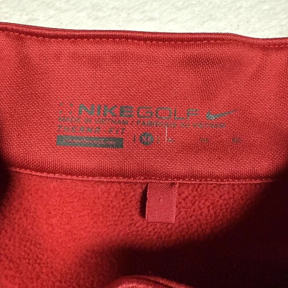 Nike‎ Golf Pullover Mens XL Red Therma-FIT 1/4 Zip Fleece Performance Outdoor